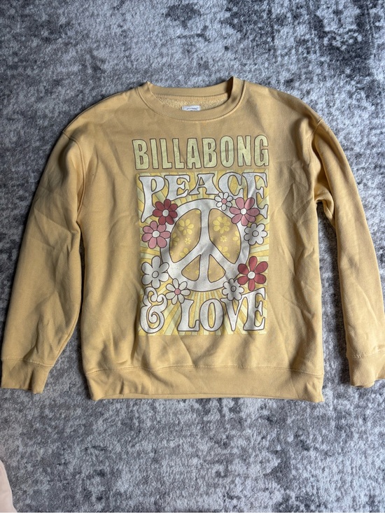 Billabong Tops - Billabong Yellow Peace & Love Graphic Crewneck